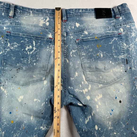 Makobi Jeans Mens 46 Blue Skinny Moto Distressed High Rise Stretch - Picture 11 of 13